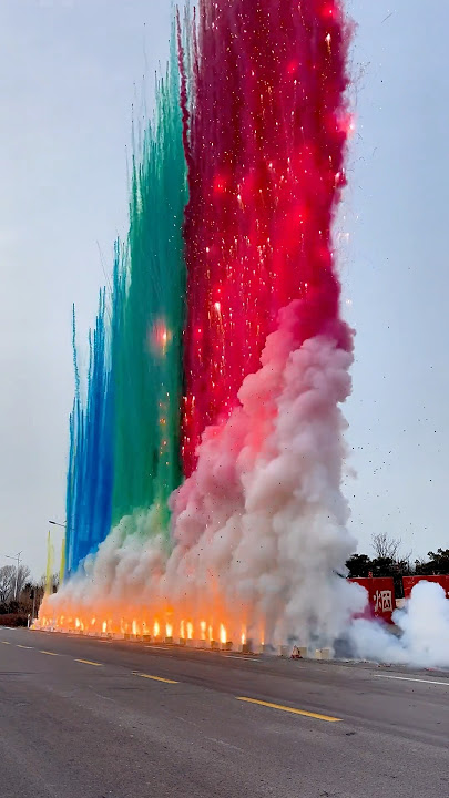 Daylight Colorful Smoke Wall #fireworks