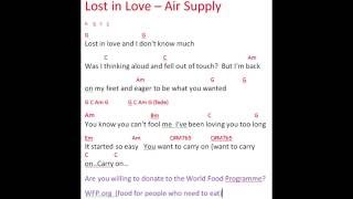 Video thumbnail of "Lost In Love Air Supply - Chords Lyrics"