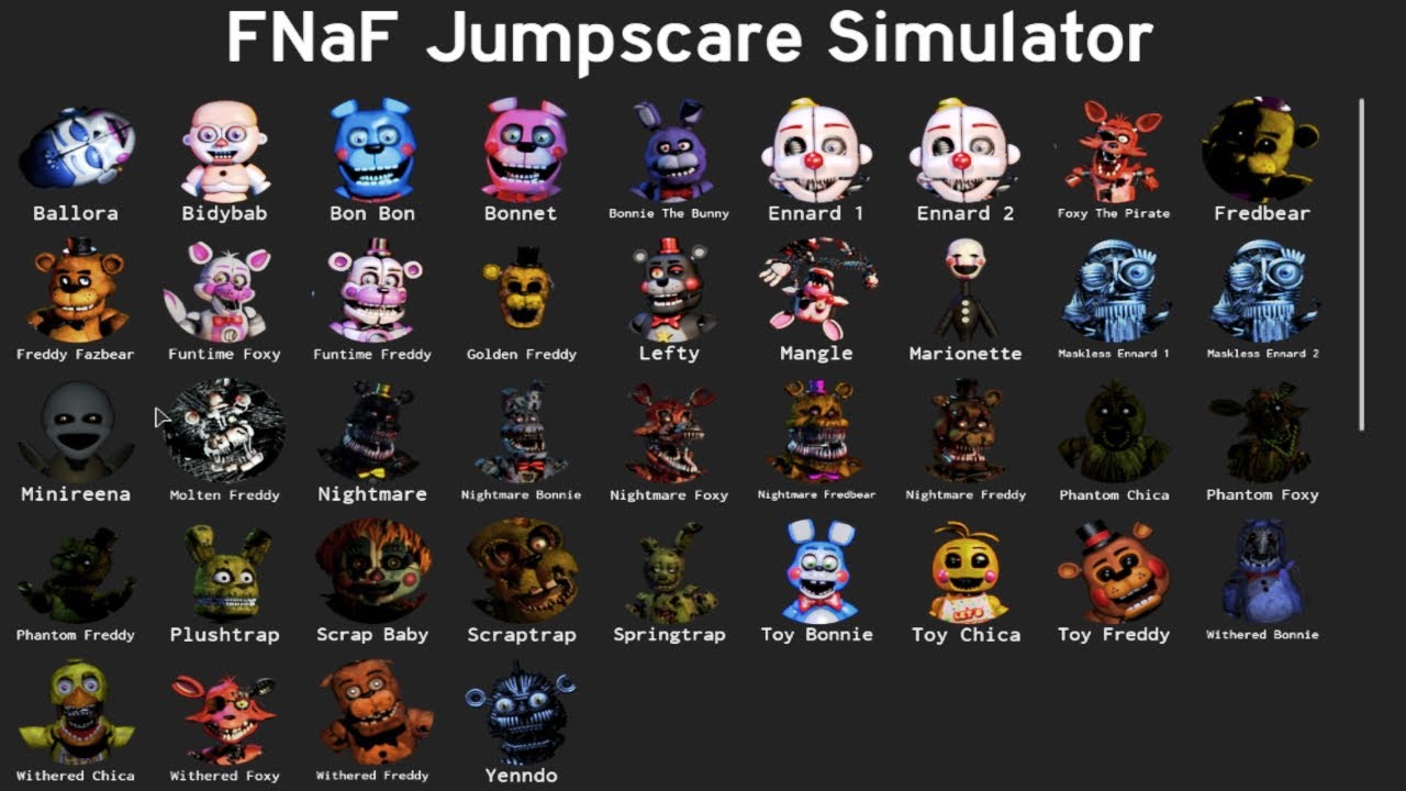 All Jumpscares in HD FNaF 1-7 