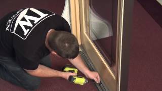 how to remove and reinstall a stationary panel in a sliding wood patio door