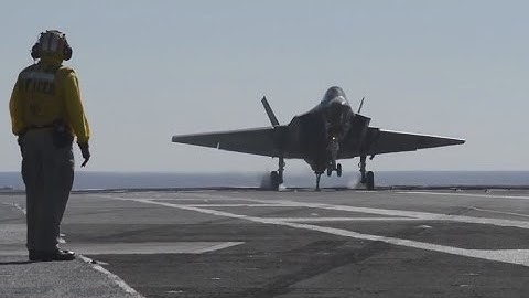 F-35C Completes First Arrested Landing aboard Aircraft Carrier #2