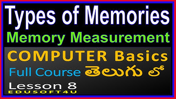 Types of Memories(Storage Devices)-Memory Measurement-Computer Basics Full Course in Telugu-Lesson 8