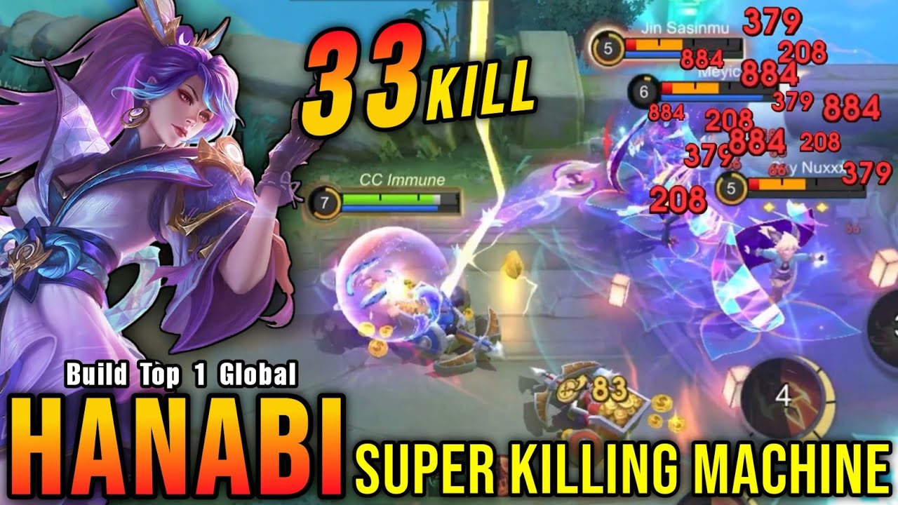 This is Insane!! Hanabi 33 Kills, Super Killing Machine!! - Build Top 1 Global Hanabi ~ MLBB