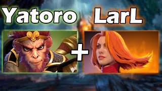 Яторо и Ларл в одной команде! - Yatoro Monkey King 7.35 DOTA 2