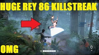 Star Wars Battlefront 2 - AMAZING 86 Rey killstreak! 100+ Eliminations (40K+ score!)