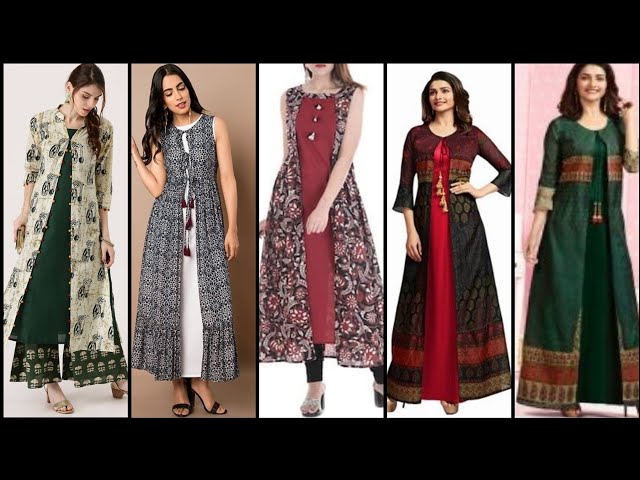 Off-White Gold Printed Long Jacket Kurti Dress – anokherang