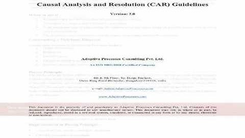 Causal Analysis and Resolution Guidelines