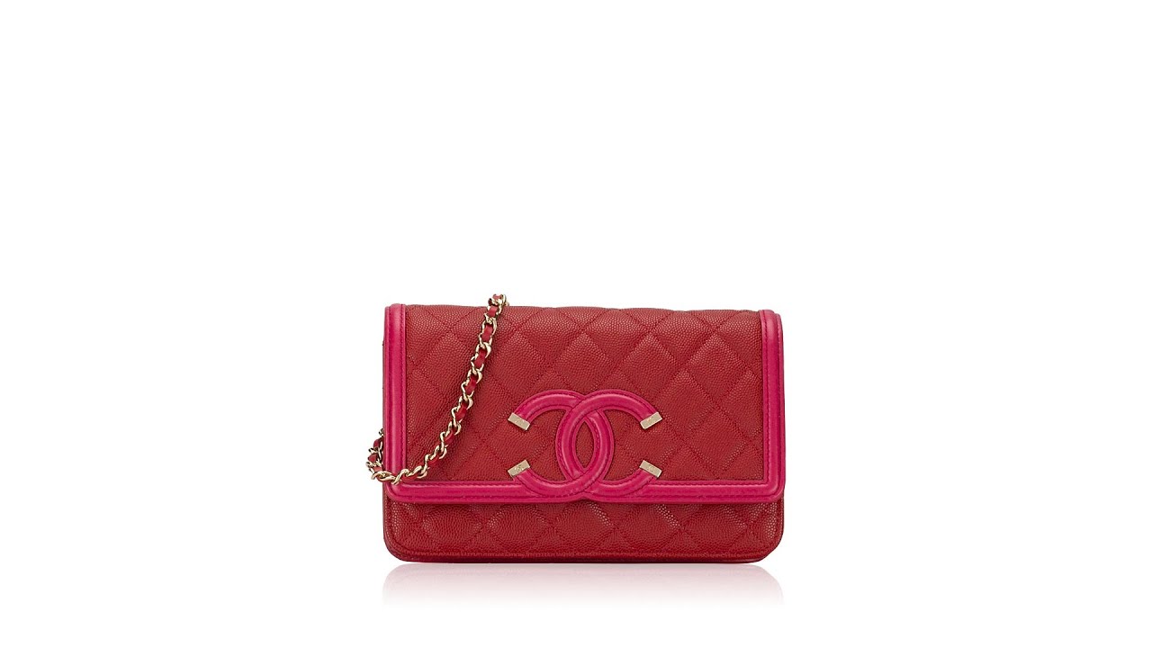 Chanel Caviar Quilted CC Filigree WOC Red