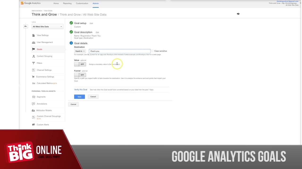 How To Set Up Goals In Google Analytics - YouTube