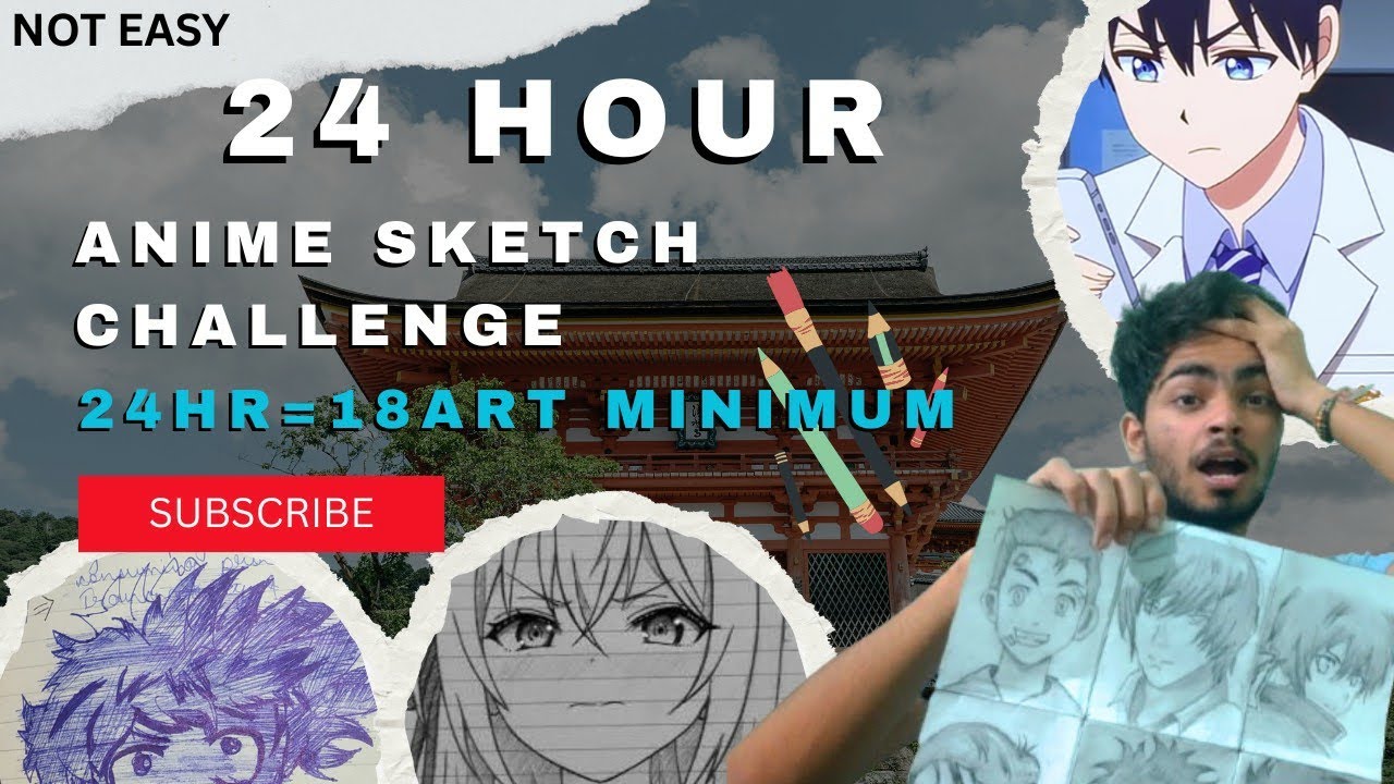 Minimum 18 anime sketch in 24hr kiya mai jeet paya 🤔