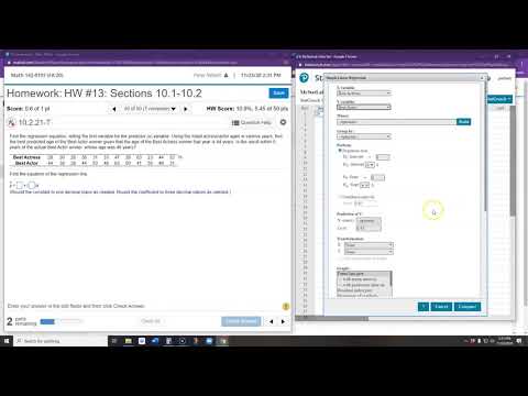 Finding a Linear Regression Equation in StatCrunch