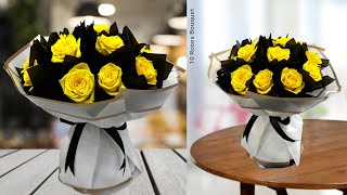 12roses bouquet | How to wrap a bouquet of flowers | How to make a bouquet | Yellow rose bouquet