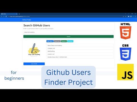 01. Github Users Finder Project for beginners || API, HTML, CSS & vanilla JavaScript || 2022