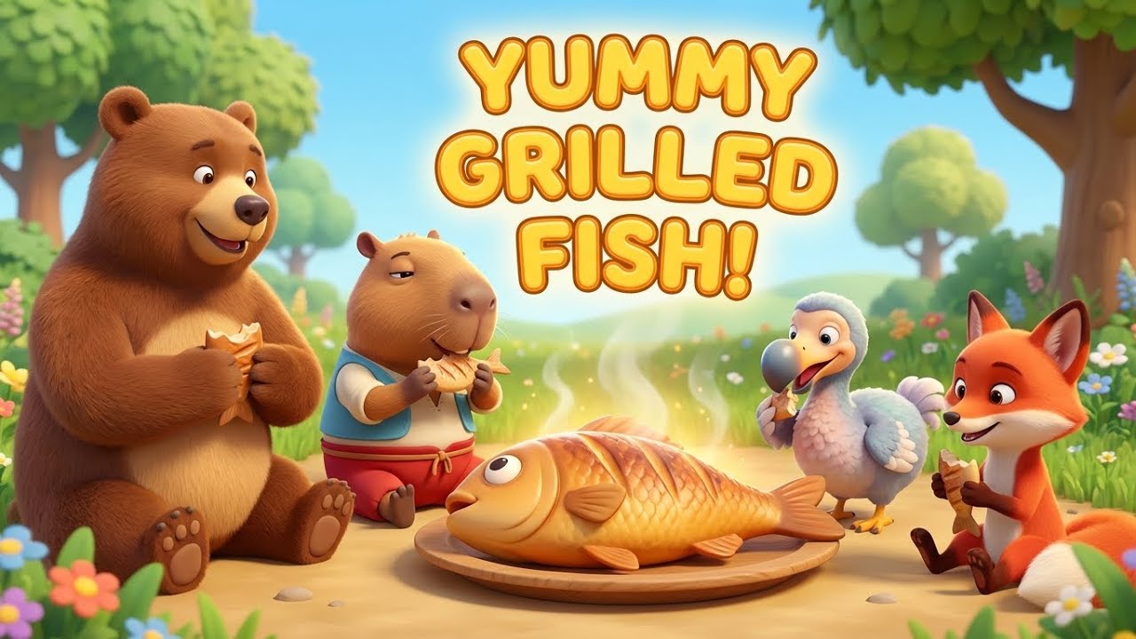 animals for kids, Chef Bebo cooks grilled fish. episode 10