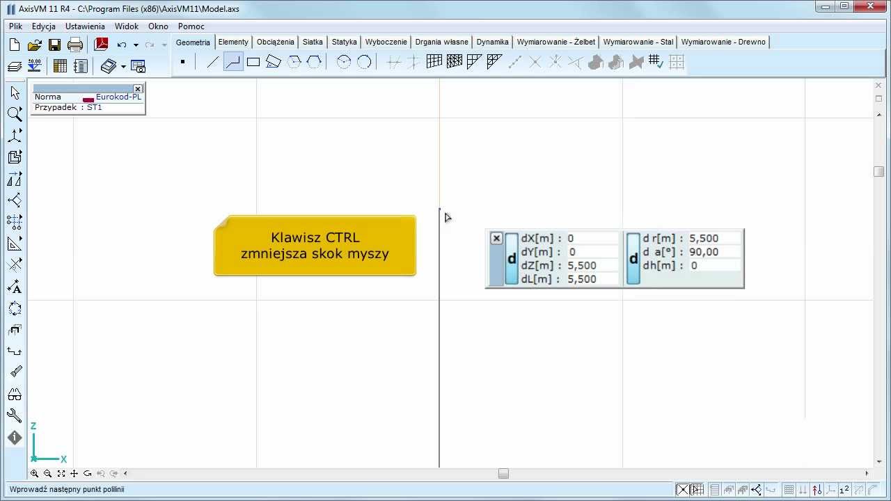 AxisVM - Wprowadzanie punktów geometrii układu