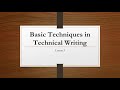 Basic techniques in technical writing