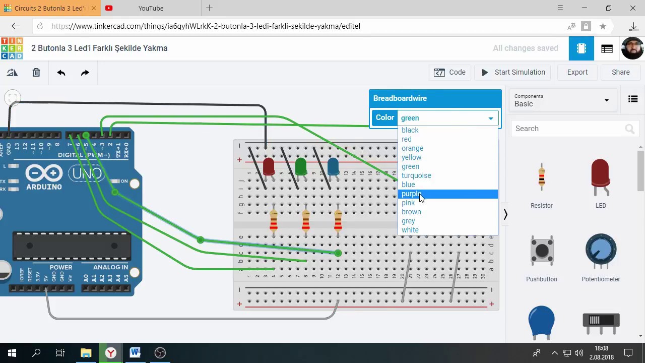 Tinkercad İle Arduino Bölüm 13 : 2 Buton İle 3 Led'i Farklı Şekilde ...