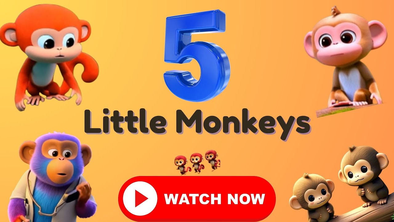 Five Little Monkeys | Nursery Rhyme & Kids Song | Learn Numbers Fun ...