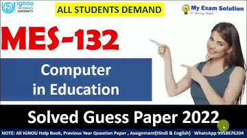 IGNOU MES 132 Solved Guess Paper | In English | IGNOU Exam Guess Paper