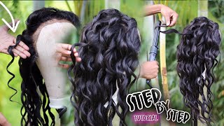 HOW TO CURL A WIG FAST😍  *wand curl tutorial for beginners* LACE FRONTAL WIG | Annesha Adams