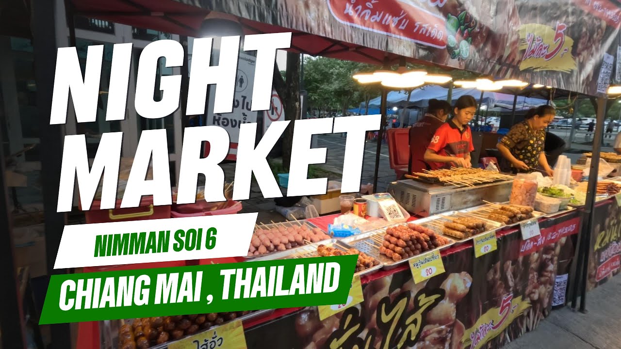 Chiang Mai Night Market Walking Tour | Nimmanhaemin Road Chiang Mai Thailand | 4K Ultra HD