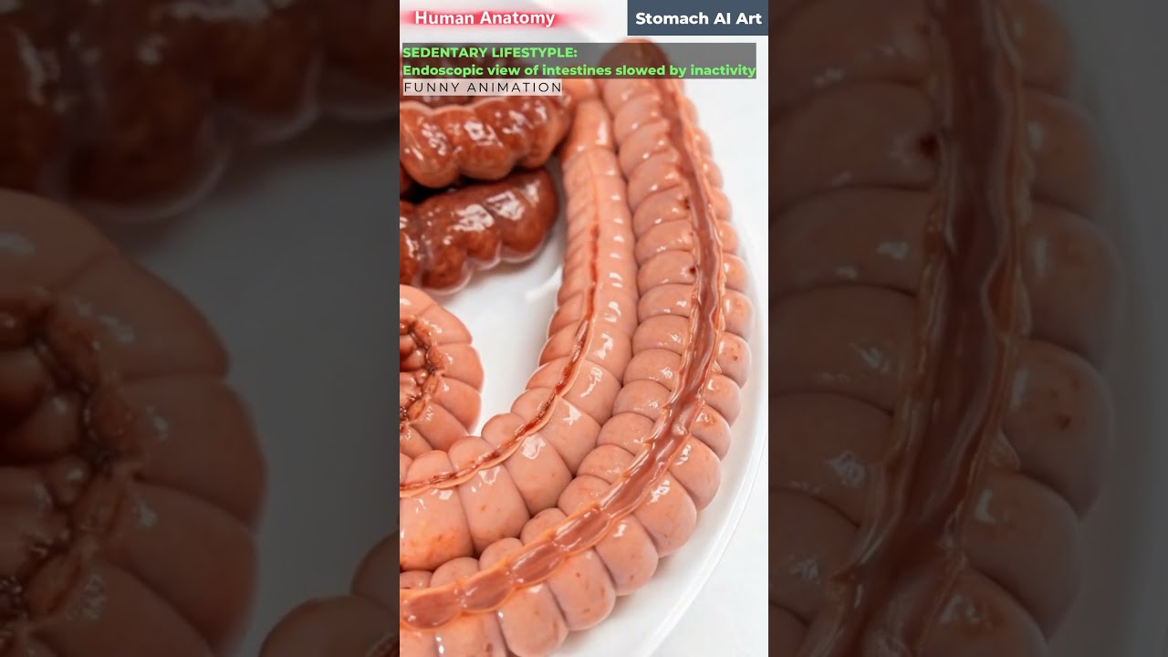Intestines Slowed By Sitting Long Hours Animation Gut Health Human Anatomy Stomach AI Art 09