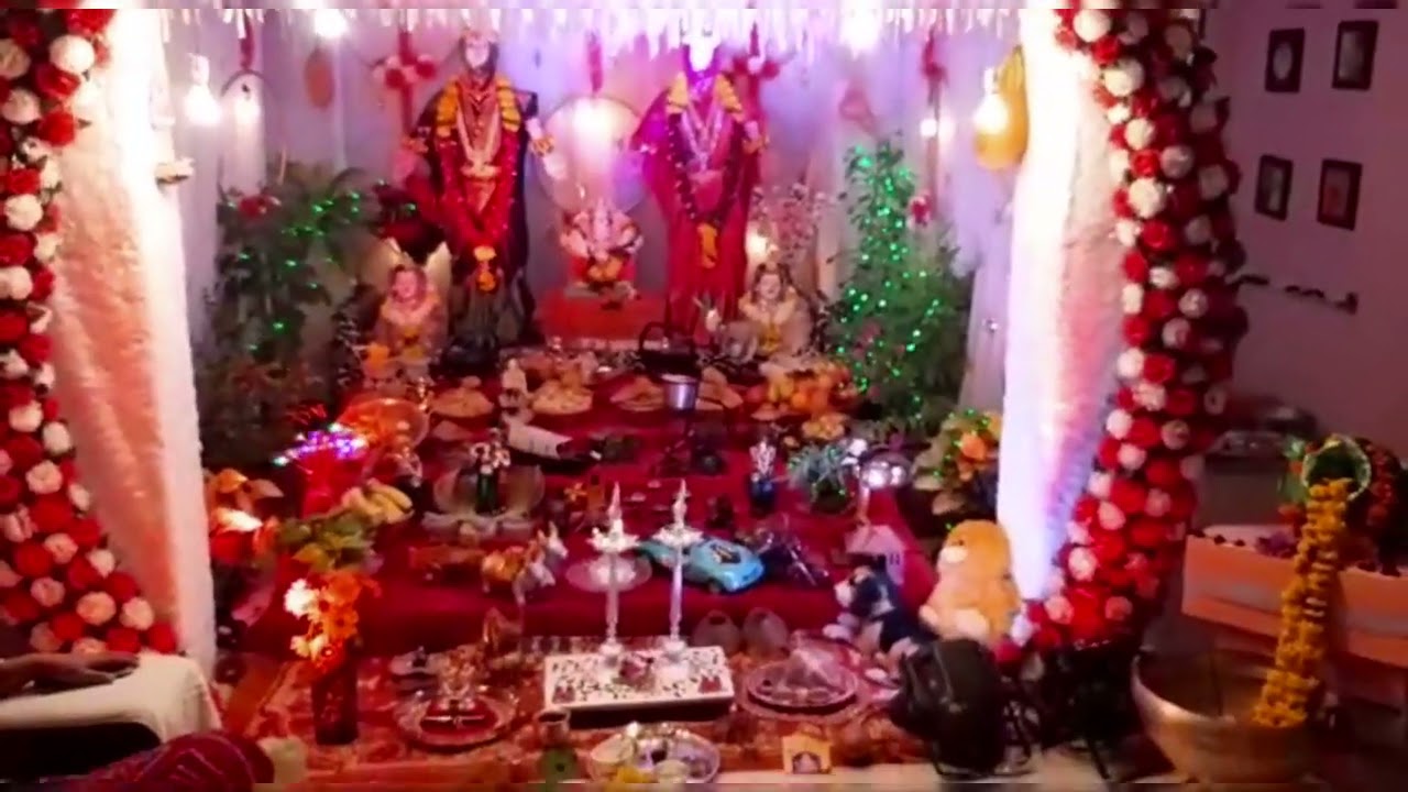 Gauri Ganpati Pujan || Gauri Decoration || Ganpanti Decoration ...