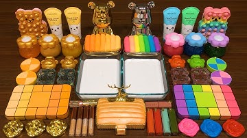 GOLD vs RAINBOW BEAR!!! Mixing random into GLOSSY!!!Satisfying slime Video #177