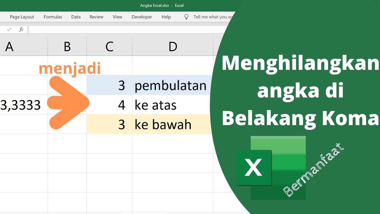 Menghilangkan Angka di Belakang Koma pada Excel - YouTube