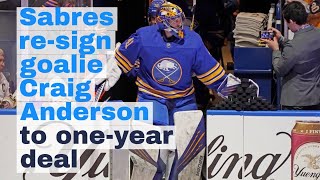 Watch now: Sabres re-sign goalie Craig Anderson to one-year deal