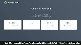 Lot 409 Octagonal Rise Ascot Park Estate, Port Macquarie NSW 2444 | AuPropertyReport.Com