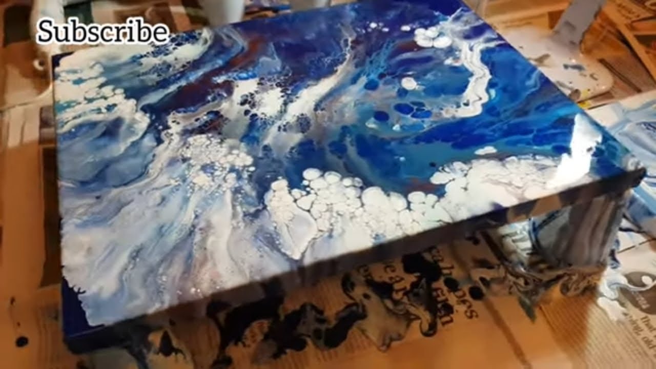 Dutch Pour blown with 2 colours l Acrylic Pouring l Fluid Art ...