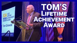 Tom Griswold receives the Lifetime Achievement Award from the Indiana Broadcasters Association￼