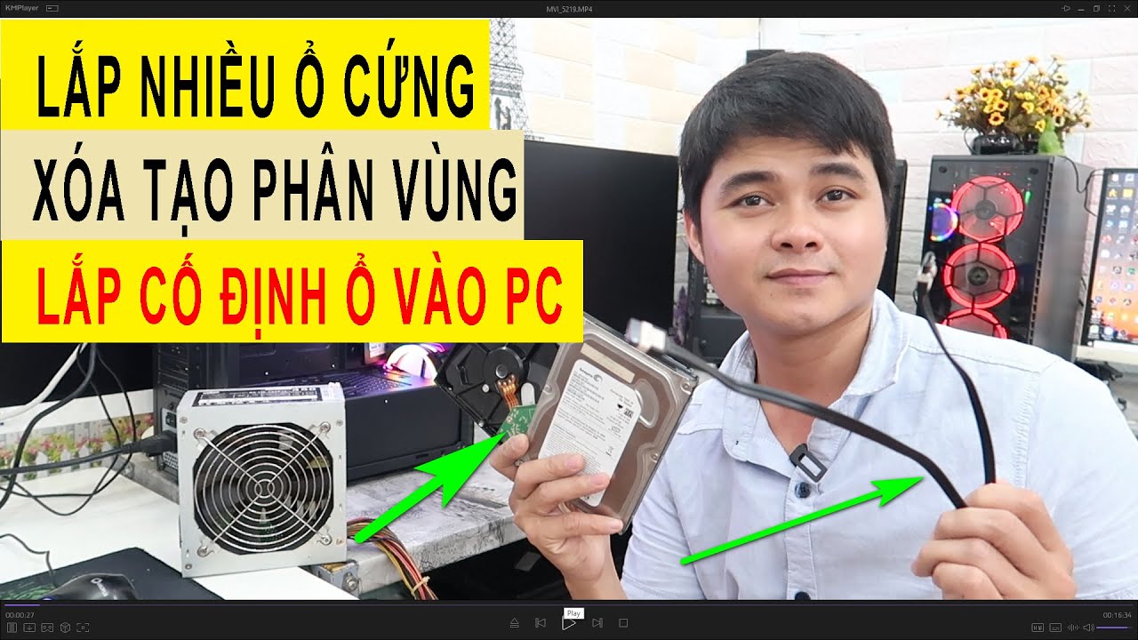 Cách cắm 2 hay nhiều ổ cứng SSD HDD vào máy tính PC | Chia lại để hiện ổ cứng và lắp cố định vào PC