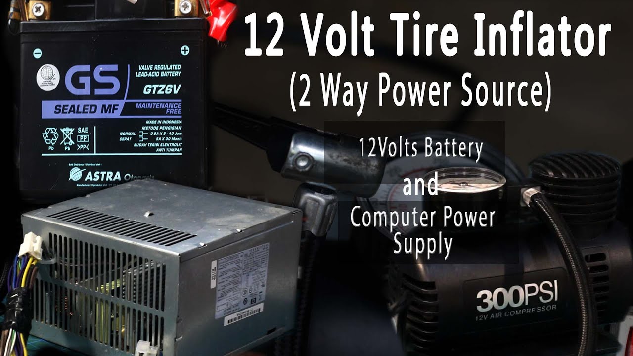 Two power source 12 volt inflator with switch - DIY - YouTube