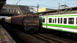 (JR貨物)EF81形28号機 貨物列車が新津駅に入線 EF81-28 freight train Arrival