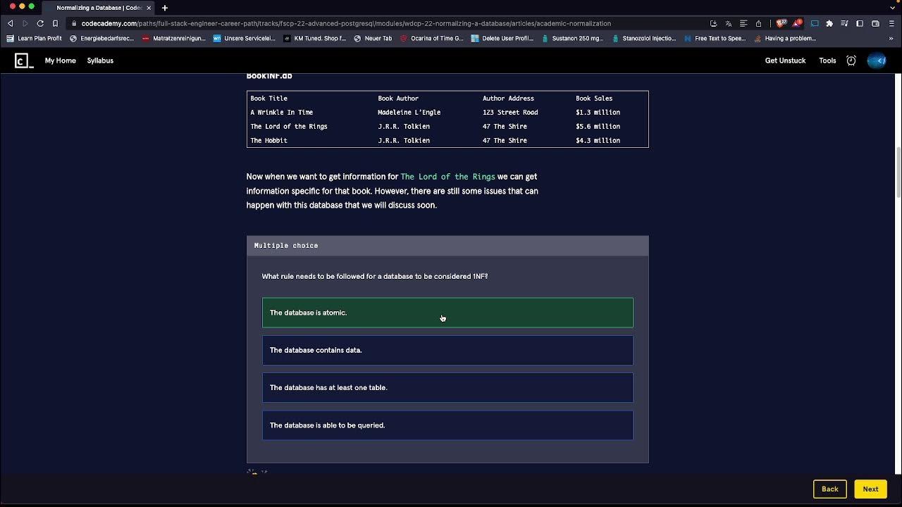 Codecademy DATABASE NORMALIZATION WITH POSTGRESQL YouTube