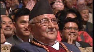 Manoj Gajurel and Sitaram Katel 'Dhurmus' with their mimicry of Prachanda and KP Oli