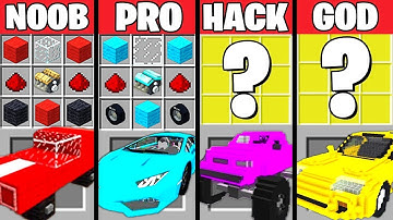 Minecraft Battle: SUPER CAR CRAFTING CHALLENGE - NOOB vs PRO vs HACKER vs GOD ~ Minecraft Animation