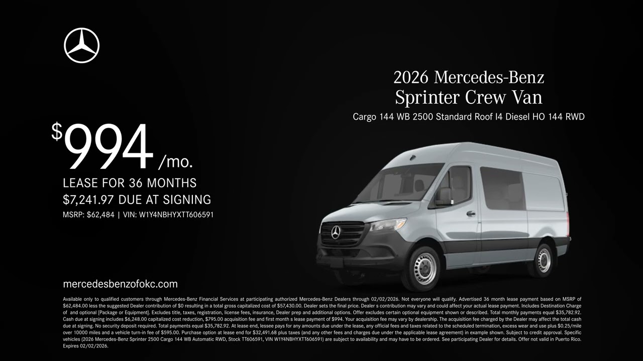 Mercedes-Benz Sprinter Crew Van 01/20/2026 6789985