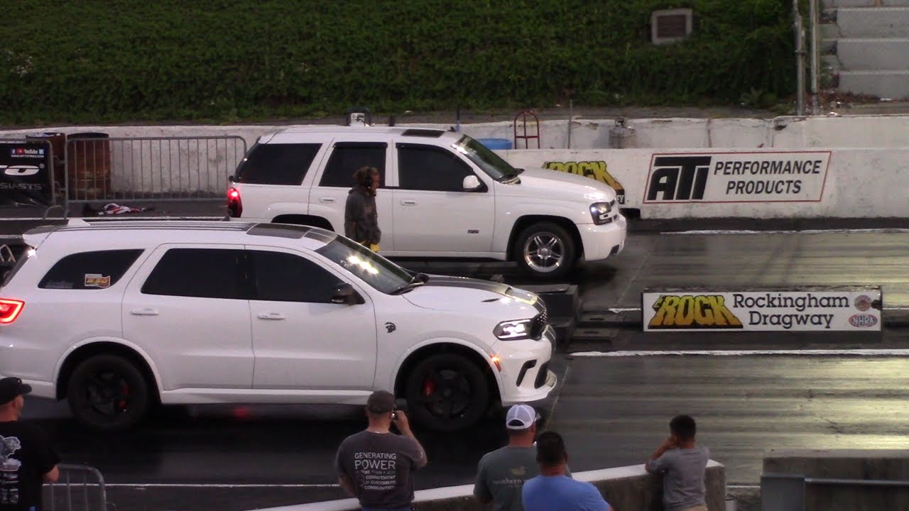 Hellcat Durango vs Hellcat Charger, Trans Am & Trailblazer SS 1/4 Mile
