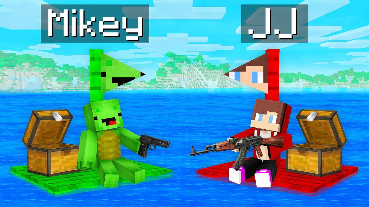 Mikey RAFT vs JJ RAFT Survival Battle in Minecraft (Maizen) - YouTube