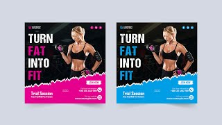 Gym Fitness Social Media Post Free Download Gym Session Promotional Template Vector