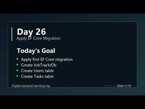 Day 26 - Apply EF Core Migration to SQL Server | ASP.NET Core Clean Architecture