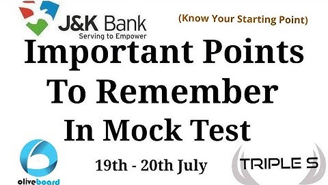 Important Points To Remember In Mock Test || JKBANK PO MOCK TEST 1 || 19th - 20th July ||