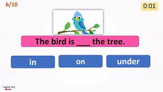 Preposition (in, on, under) Quiz in English For Kids