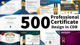 500 Professional Certificate Design Download For Corel Draw |English| |Corel Draw Tutorial|