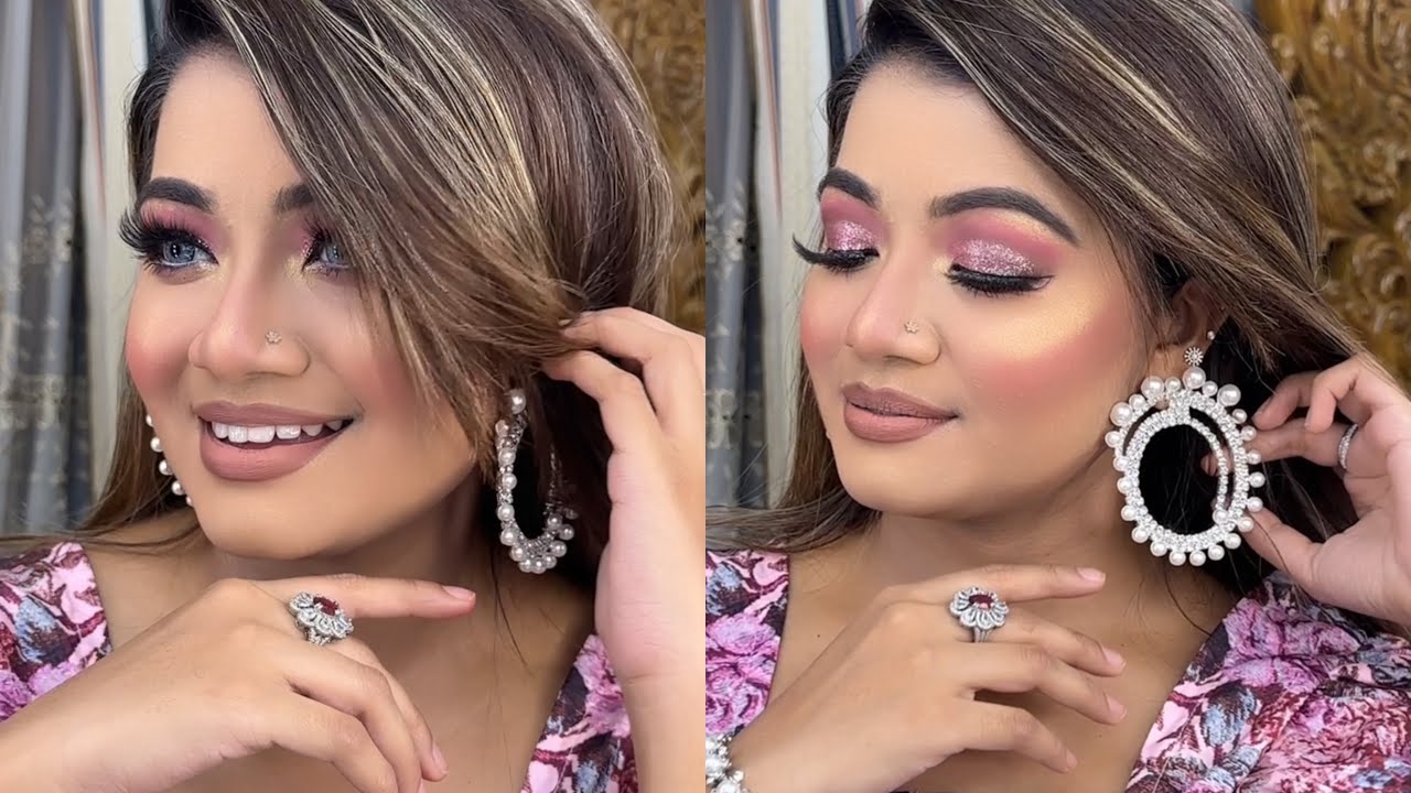 Glittery Pink Eid Makuep Tutorial - Wedding guest, Party Makeup Look - Lamia Moktar Linda