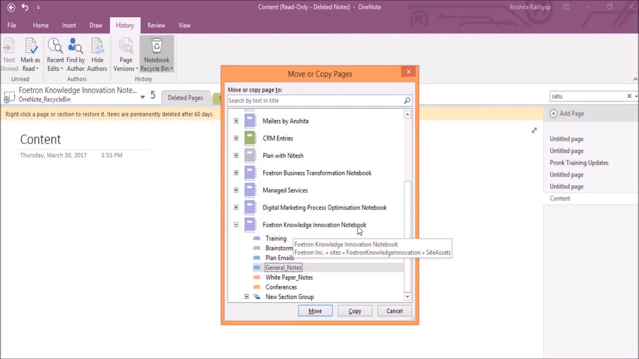 deleted notes on onenote