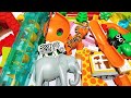 Satisfying Building Blocks Marble Run ASMR #96 Electric Elevator Giraffe ELEPHANT Tiger live 17